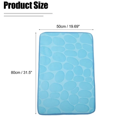Unique Bargains Cobblestone Pattern Bathroom Rugs Polyester Bath Mat Machine Washable Blue 80x50cm - Image 3
