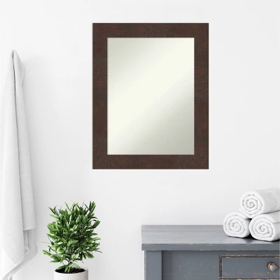 23" X 29" Non-Beveled Wildwood Brown Bathroom Wall Mirror - Amanti Art - Image 7