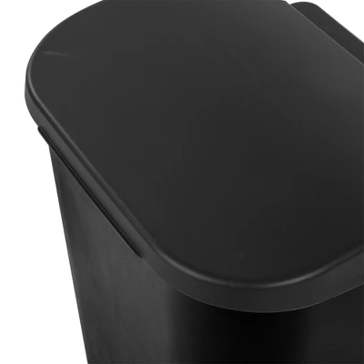 Sterilite 11.3 Gallon D Shape Flat Side Lift Top Lid Wastebasket Trash Can For Kitchen, Home Office, And Garage, Or Workspace, Black (18 Pack) - Image 2