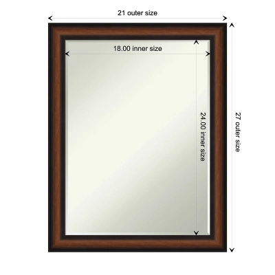 Amanti Art Yale Walnut Petite Bevel Bathroom Wall Mirror 27.5 X 21.5 In. - Image 3