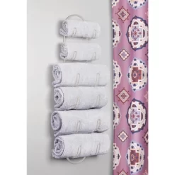 MDesign Metal Wall Mount Bath Towel Storage Organizer Rack, 6 Shelves