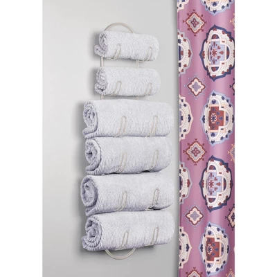 MDesign Metal Wall Mount Bath Towel Storage Organizer Rack, 6 Shelves