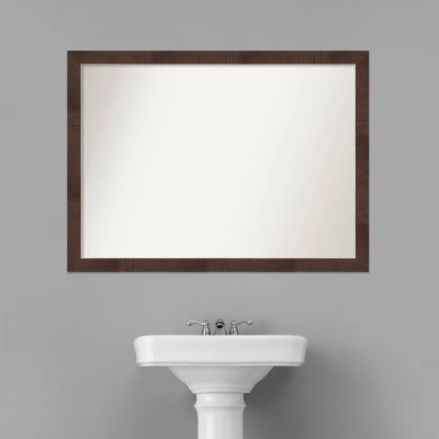 41" X 30" Non-Beveled Wildwood Brown Narrow Bathroom Wall Mirror - Amanti Art - Image 7