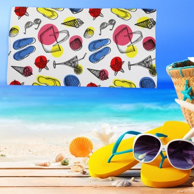 Unique Bargains Soft Absorbent Beach Towel Wine Glass Pattern Classic Design Colorful 59"x30" For Beach 1 Pcs