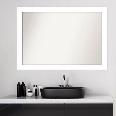 40" X 28" Non-Beveled Wedge White Bathroom Wall Mirror - Amanti Art - Image 8