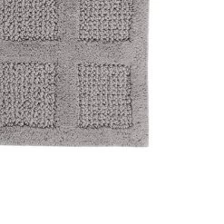 Square Honeycomb 100% Cotton Reversible Bath Rug Silver By Knightsbridge