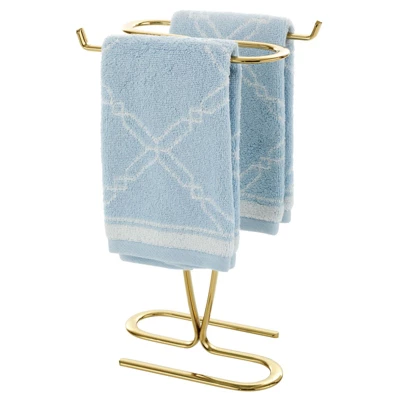 MDesign Metal Hand Towel Holder Stand For Countertop - 2 Pack - Soft Brass - Image 7