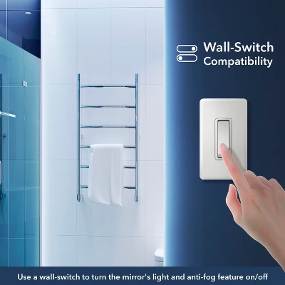 Nora Rectangular Frameless Anti-Fog Aluminum Back-lit Tri-color LED Bathroom Vanity Mirror With Smart Touch Control - Image 7