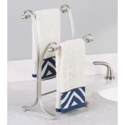 MDesign Fingertip Towel Holder For Bath Vanity Countertops - Satin