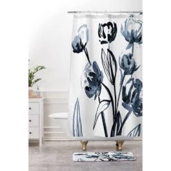Alison Janssen Peonies Memory Foam Bath Mat Blue - Deny Designs