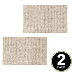 MDesign Soft Cotton Spa Mat Rug For Bathroom, Braided, 34" X 21", 2 Pack