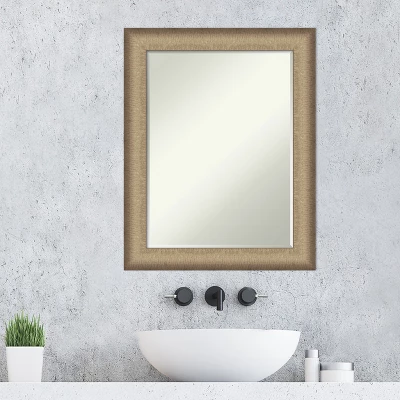 Elegant Brushed Petite Bevel Bathroom Wall Mirror - Image 6