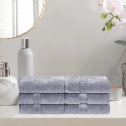 Plush And Highly Absorbent Rayon From Bamboo And Cotton 6-Piece Hand Towel Set, Quick Drying And Soft By Blue Nile Mills