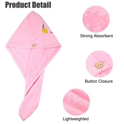 Unique Bargains Soft Hair Towel Wrap Microfiber Lemon Pattern For Wet Long Thick Curly Hair 1 Pcs - Image 2