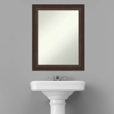 23" X 29" Non-Beveled Lara Wood Bathroom Wall Mirror Bronze - Amanti Art - Image 4