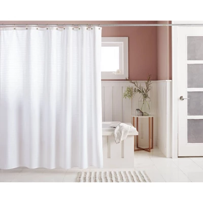 Woven Stripe Shower Curtain White - Threshold™ - Image 4