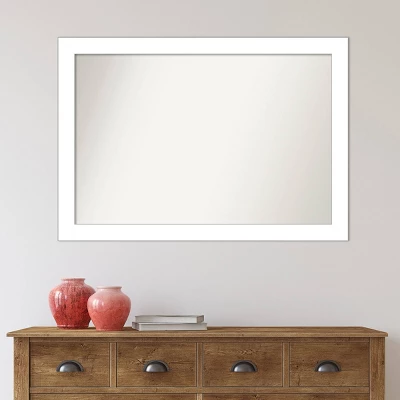 40" X 28" Non-Beveled Wedge White Bathroom Wall Mirror - Amanti Art - Image 6
