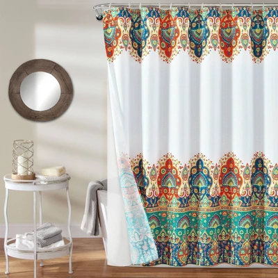 14pc Bohemian Meadow Shower Curtain With Peva Lining And Rings Set - Lush Décor - Image 6