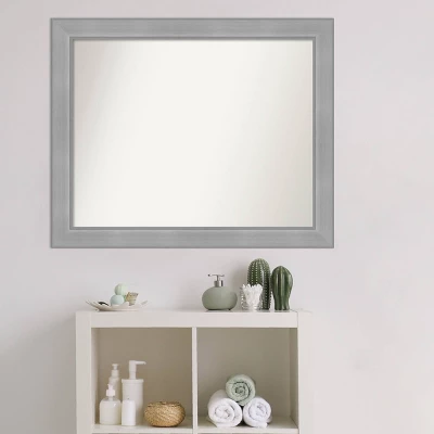 32" X 26" Non-Beveled Vista Brushed Nickel Bathroom Wall Mirror - Amanti Art - Image 6
