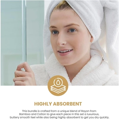 Plush And Highly Absorbent Greenbury Rayon From Bamboo And Cotton Blend Plush And Durable Modern Assorted 6-Piece Towels Set By Blue Nile Mills - Image 4