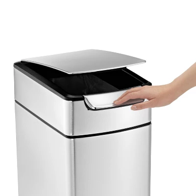 Simplehuman 40L Slim Touch Bar Trash Can Brushed Stainless Steel - Image 4