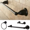 3pc Traditional Solid Brass Oil Rubbed Bronze Towel Bar Bath Accessory Set - Kingston Brass
