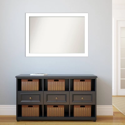 40" X 28" Non-Beveled Wedge White Bathroom Wall Mirror - Amanti Art - Image 4