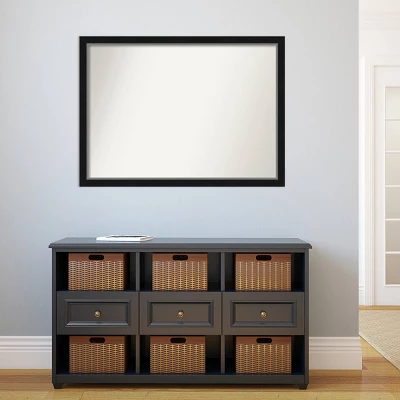 41" X 30" Non-Beveled Eva Narrow Bathroom Wall Mirror Black - Amanti Art - Image 4