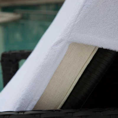 Monogrammed Patio Cotton Chaise Lounge Chair Slipcover By Blue Nile Mills - Image 3