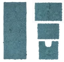 Bell Flower Collection Cotton Floral Pattern Tufted Bath Rug Set Pack Of 4 - Home Weavers