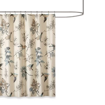 Ramsey Birds Cotton Printed Shower Curtain Khaki - Image 4
