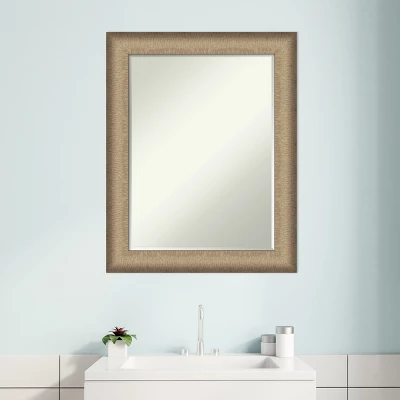 Elegant Brushed Petite Bevel Bathroom Wall Mirror - Image 5