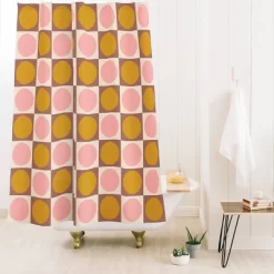 June Journal Autumn Checkerboard Shower Curtain Cream - Deny Designs