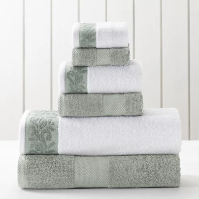 Modern Threads 6-Piece Towel Set With Filgree Jacquard Border. - Image 6