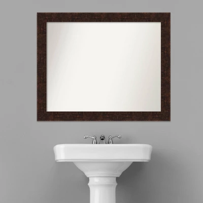 32" X 26" Non-Beveled William Mottled Bronze Narrow Bathroom Wall Mirror - Amanti Art - Image 7