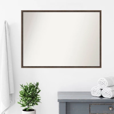 39" X 28" Non-Beveled Hardwood Wedge Wood Bathroom Wall Mirror Mocha Brown - Amanti Art - Image 8