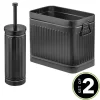 MDesign Metal Compact Toilet Bowl Brush And Wastebasket Combo, Set Of 2, Black