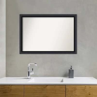 40" X 28" Non-Beveled Nero Wood Bathroom Wall Mirror Black - Amanti Art - Image 7