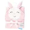 Hudson Baby Infant Girl Cotton Animal Face Hooded Towel, Pink Bunny, One Size