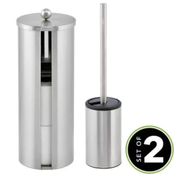 MDesign Toilet Paper Canister, And Bowl Brush - 2 Pieces