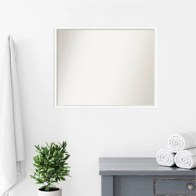 29" X 23" Non-Beveled Lucie Wood Bathroom Wall Mirror White - Amanti Art - Image 7