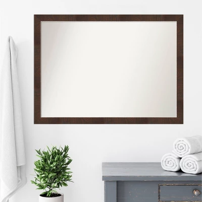 41" X 30" Non-Beveled Wildwood Brown Narrow Bathroom Wall Mirror - Amanti Art - Image 8