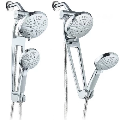 6" 48 Setting Hotelspa Aquabar High Pressure Luxury Three-Way Handheld Shower Head Combo Chrome - AquaDance