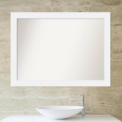 43" X 32" Non-Beveled Corvino Wood Bathroom Wall Mirror White - Amanti Art - Image 4
