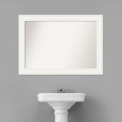 42" X 30" Non-Beveled Ridge White Bathroom Wall Mirror - Amanti Art - Image 8