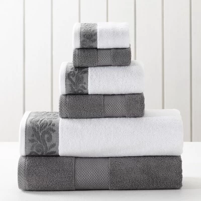 Modern Threads 6-Piece Towel Set With Filgree Jacquard Border. - Image 4