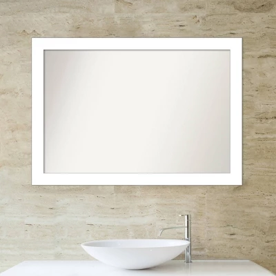 40" X 28" Non-Beveled Wedge White Bathroom Wall Mirror - Amanti Art - Image 5