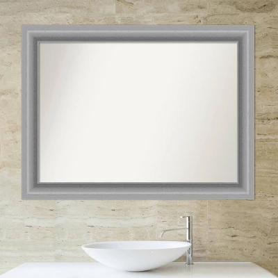 44" X 33" Non-Beveled Peak Polished Nickel Bathroom Wall Mirror - Amanti Art - Image 5