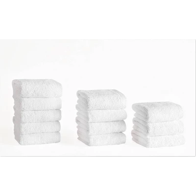 12pc Hotel Collection Washcloth Set White - Makroteks