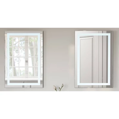 24" Rectangular Frameless Lighted LED Bathroom Mirror With Anti Fog - Tosca - Image 3